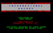 International Hockey for IBM PC/Compatibles - Title screen and game credits.