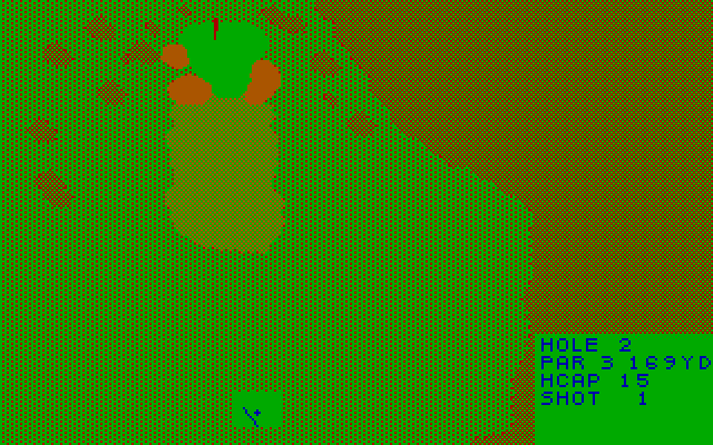 NCR Country Club IBM PC/Compatibles Screenshot: The club face rotates around the ball so you need to time your shot accurately.