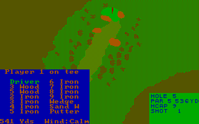 NCR Country Club IBM PC/Compatibles Screenshot: This hole is pretty long, a driver seems reasonable...