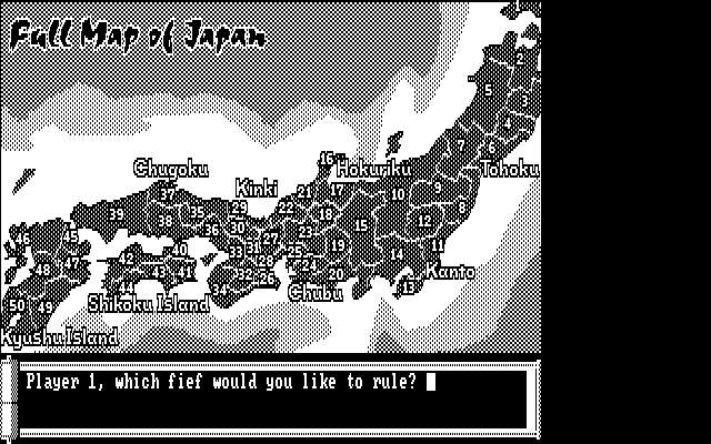 Nobunaga's Ambition IBM PC/Compatibles Screenshot: You can also choose a larger region for the game to take place in...
