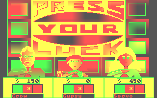 Press Your Luck IBM PC/Compatibles Screenshot: Player 3 is in the lead...so far.