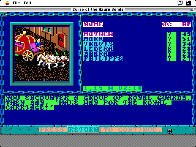 Curse of the Azure Bonds Macintosh Screenshot: An encounter!