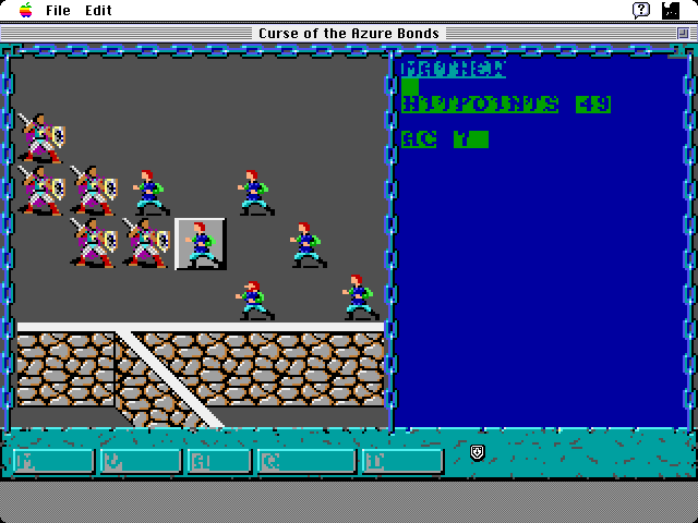 Curse of the Azure Bonds Macintosh Screenshot: The battle screen.