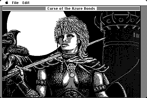 Curse of the Azure Bonds Macintosh Screenshot: Introduction screen.