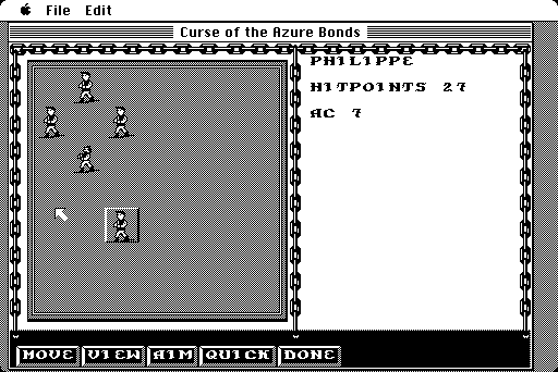 Curse of the Azure Bonds Macintosh Screenshot: The battle screen.