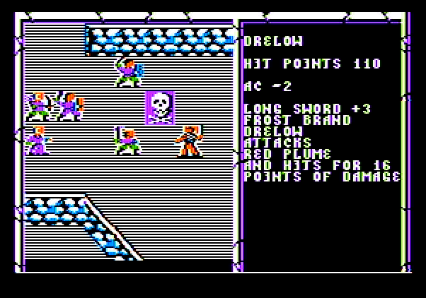 Curse of the Azure Bonds Apple II Screenshot: One opponent down!