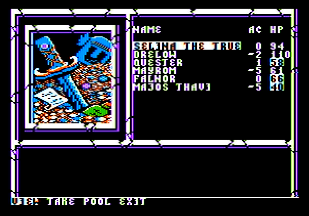 Curse of the Azure Bonds Apple II Screenshot: Battle won, now take some treasures...