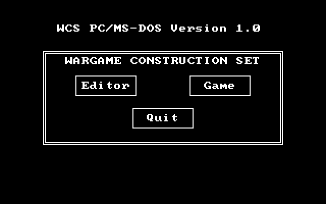 Wargame Construction Set IBM PC/Compatibles Screenshot: The main menu.