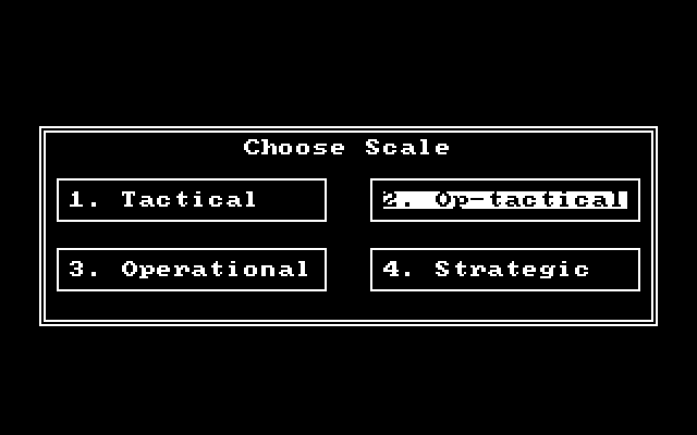 Wargame Construction Set IBM PC/Compatibles Screenshot: Choose the game scale.