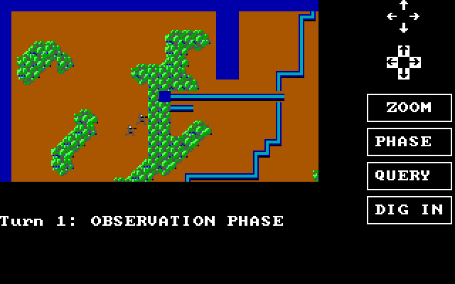 Wargame Construction Set IBM PC/Compatibles Screenshot: After setting up a scenario, one or two players can play the game.