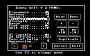 Wargame Construction Set for IBM PC/Compatibles - Editing the enemy units.