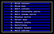 Wargame Construction Set for IBM PC/Compatibles - The editor menu.