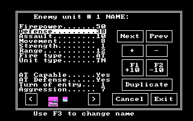 Wargame Construction Set IBM PC/Compatibles Screenshot: Setting up enemy units.