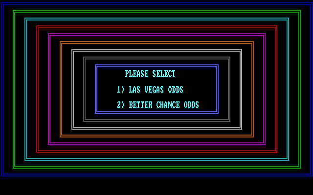 Vegas Games IBM PC/Compatibles Screenshot: Video Poker: what type of odds do you want?