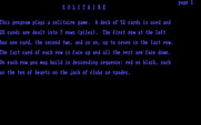 Vegas Games for IBM PC/Compatibles - Solitaire: instructions (this game doesn't have its own title screen).