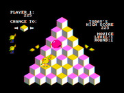 J-Bird for IBM PC/Compatibles - Level one; change the blocks to yellow by jumping on them...
