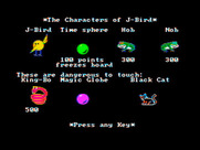 J-Bird for IBM PC/Compatibles - The cast of characters in J-Bird.