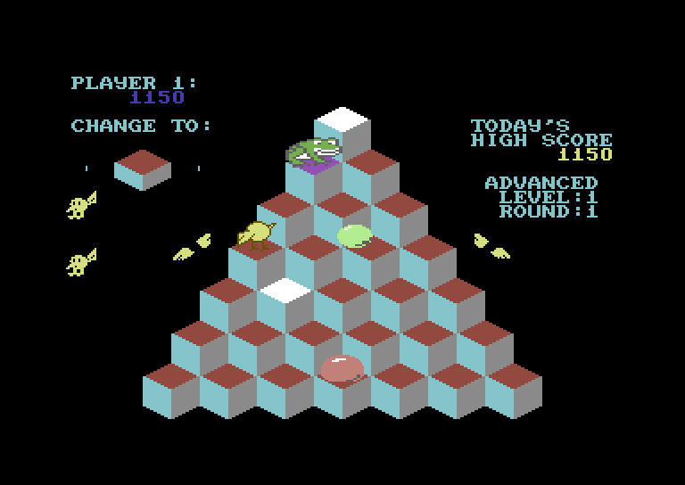 J-Bird Commodore 64 Screenshot: Catch the green ball to temporarily freeze opponents.