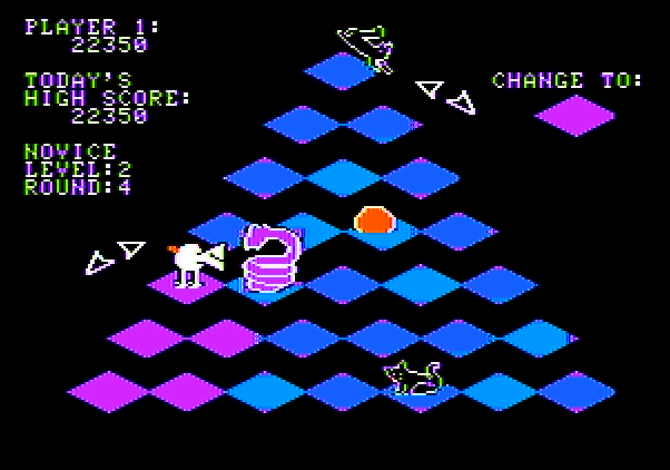 J-Bird Apple II Screenshot: Snake in pursuit...quick, jump on the wings!