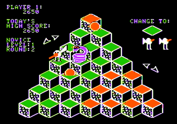 J-Bird Apple II Screenshot: Jump on to the wings to evade the snake.