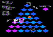 J-Bird for Apple II - Snake in pursuit...quick, jump on the wings!