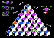 J-Bird for Apple II - That frog can be annoying...now I need to change some cubes back again.