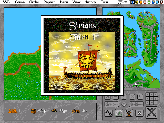 Warlords II IBM PC/Compatibles Screenshot: Turn 1.