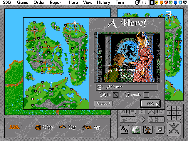 Warlords II IBM PC/Compatibles Screenshot: A hero emerges!