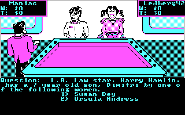 High Rollers IBM PC/Compatibles Screenshot: Answer the question correctly to control the dice