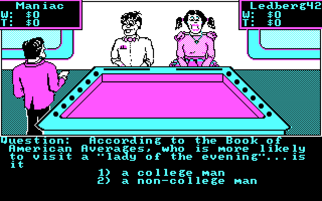 High Rollers IBM PC/Compatibles Screenshot: Another question to determine dice control