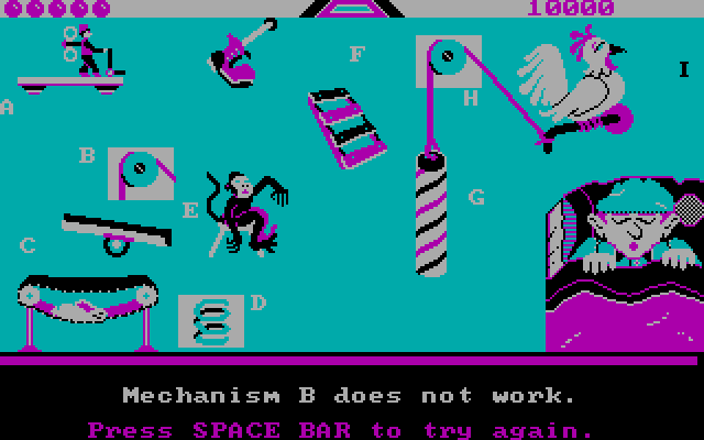 Creative Contraptions IBM PC/Compatibles Screenshot: Oops, this contraption doesn't work yet.