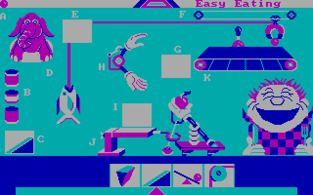 Creative Contraptions IBM PC/Compatibles Screenshot: Setup the objects, then run the contraption to see if it works.