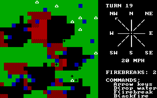 Fire Fighter IBM PC/Compatibles Screenshot: Large areas have been wiped out...