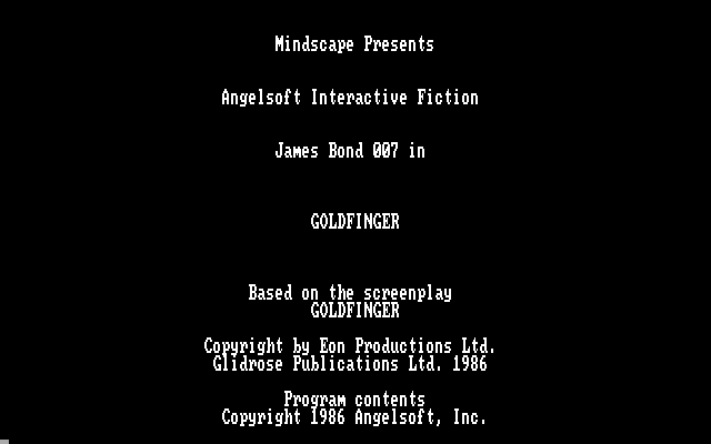 James Bond 007: Goldfinger IBM PC/Compatibles Screenshot: Title screen.