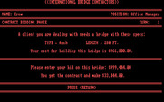 International Bridge Contractors for IBM PC/Compatibles - Player wins the contract, and makes some money...