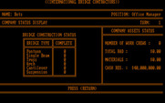 International Bridge Contractors for IBM PC/Compatibles - Each player can choose a different color for the text.