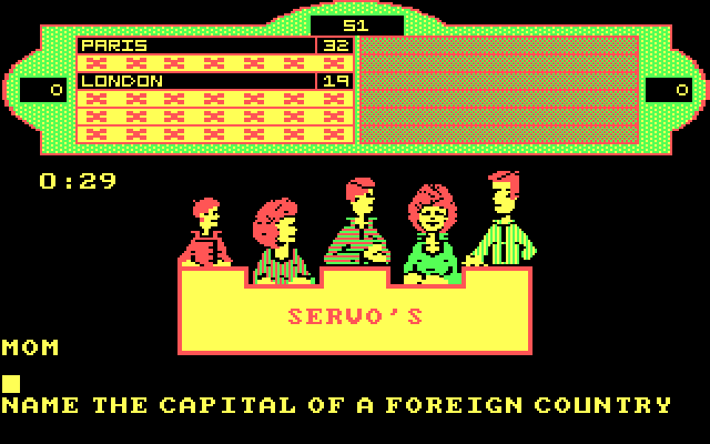 Family Feud IBM PC/Compatibles Screenshot: Mom's turn to answer.