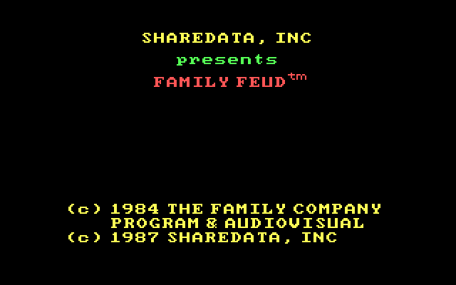 Family Feud IBM PC/Compatibles Screenshot: Title screen 1.