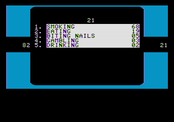 Family Feud Apple II Screenshot: Here's all of the answers...