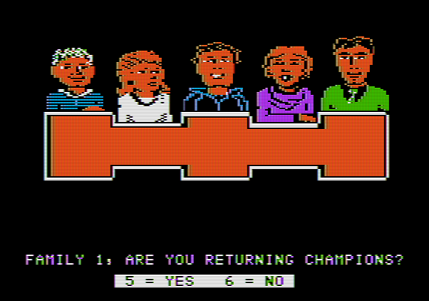 Family Feud Apple II Screenshot: Setting up the players.