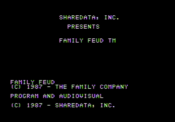 Family Feud Apple II Screenshot: Title screen 1.