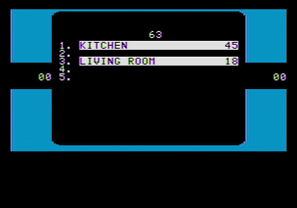 Family Feud Apple II Screenshot: Kitchen was the number one answer...now to figure out the rest!