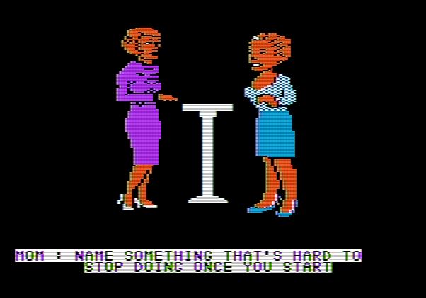 Family Feud Apple II Screenshot: Next faceoff question...