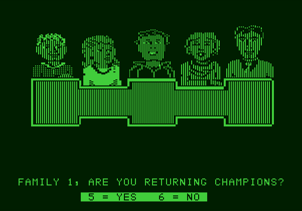 Family Feud Apple II Screenshot: Setting up the players.