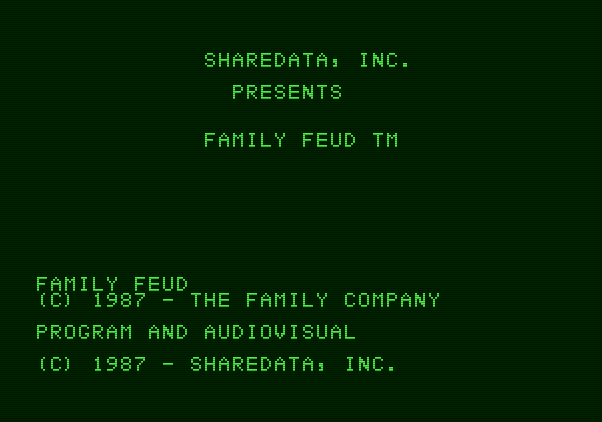 Family Feud Apple II Screenshot: Title screen 1.
