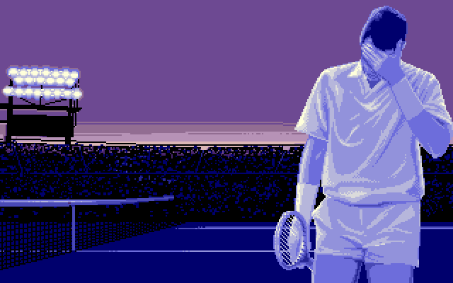 Advantage Tennis IBM PC/Compatibles Screenshot: I was forced to abandon this round...