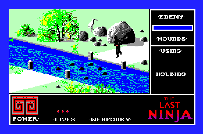 Last Ninja, The Apple IIgs Screenshot: I need to find a way to cross this river...