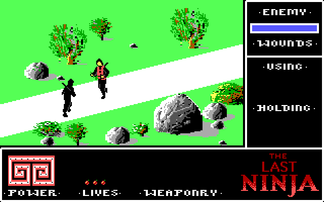 Last Ninja, The IBM PC/Compatibles Screenshot: An enemy approaches.