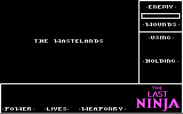 Last Ninja, The IBM PC/Compatibles Screenshot: Starting in the wastelands.