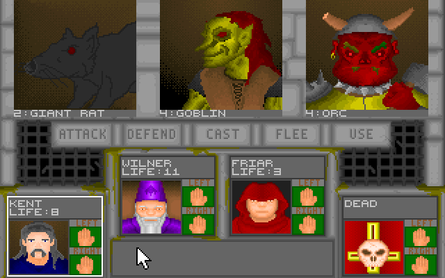 Ancients 1: Death Watch IBM PC/Compatibles Screenshot: Under attack, and I've already lost one team member!